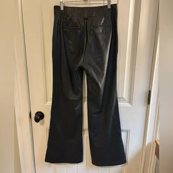 Anthropologie Maeve Flare leg Pants Faux Leather High-Waisted - Picture 11 of 12